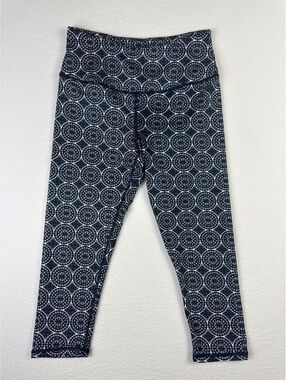 Women's Patterned Blue and White Leggings Crop Pants